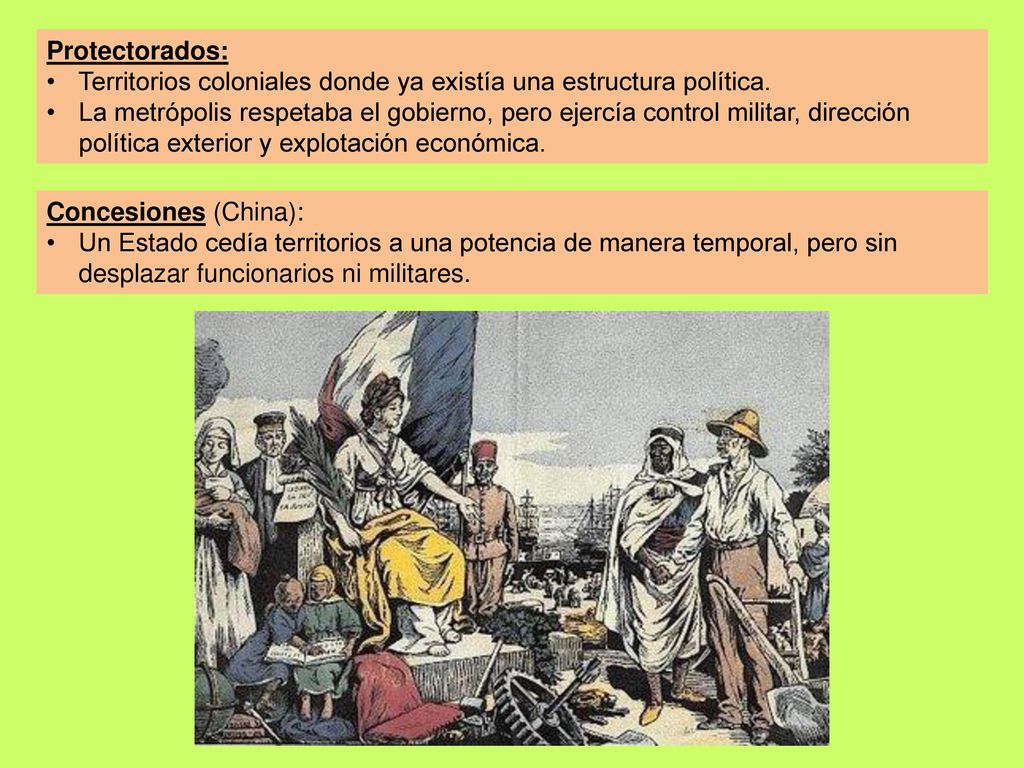 Protectorados: Territorios coloniales donde ya existía una estructura política.