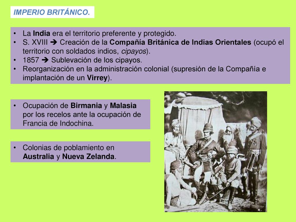 IMPERIO BRITÁNICO. La India era el territorio preferente y protegido.