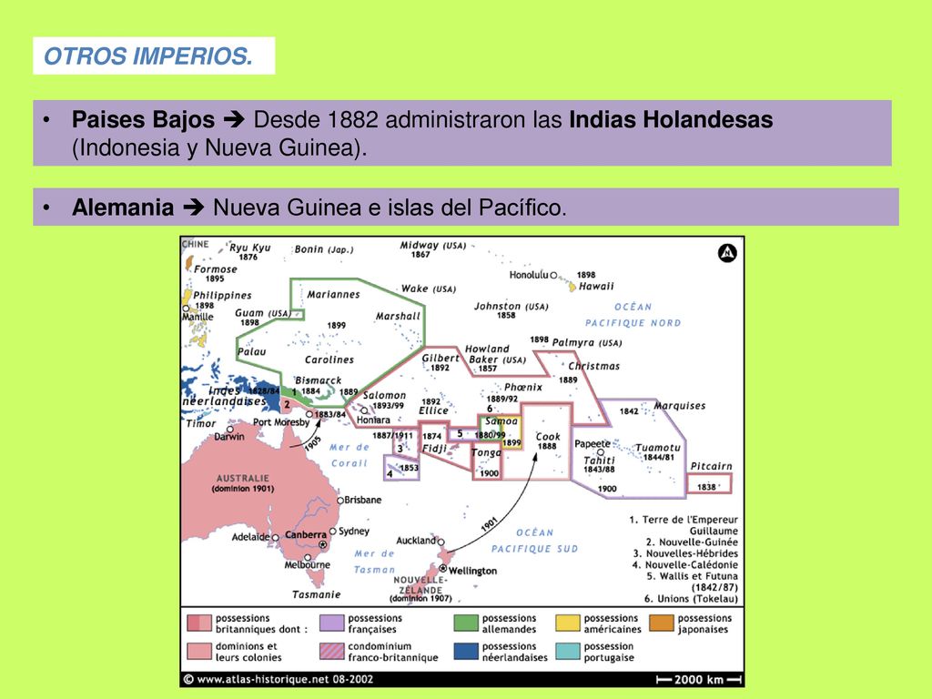 OTROS IMPERIOS. Paises Bajos  Desde 1882 administraron las Indias Holandesas (Indonesia y Nueva Guinea).