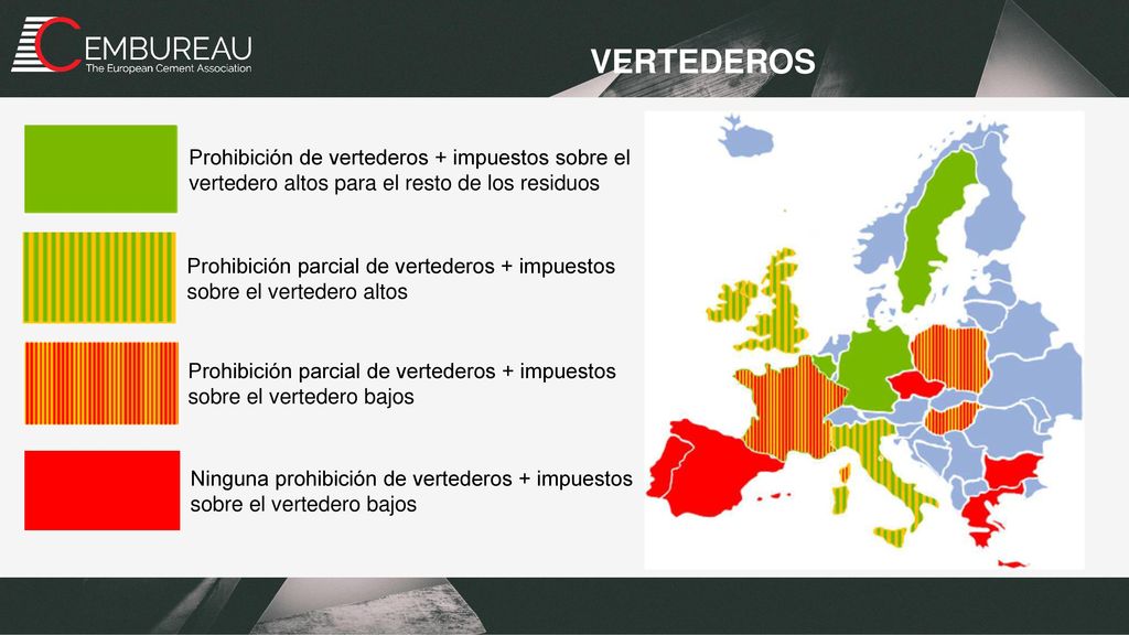 vertederos Prohibición de vertederos + impuestos sobre el vertedero altos para el resto de los residuos.
