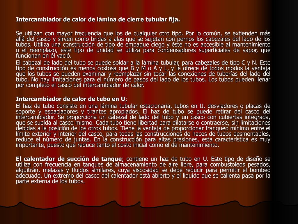 Intercambiador de calor de lámina de cierre tubular fija.