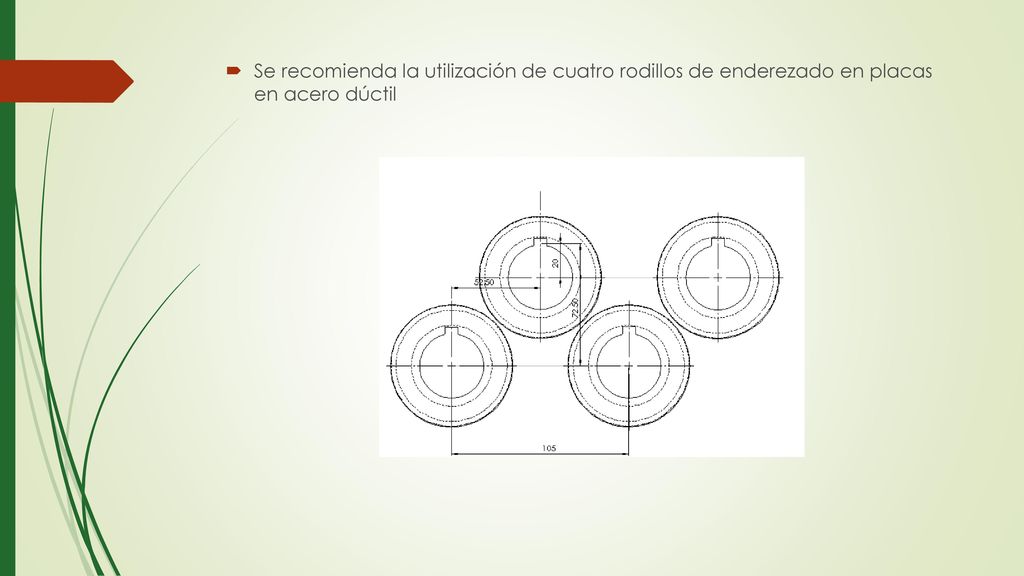 Se recomienda la utilización de cuatro rodillos de enderezado en placas en acero dúctil