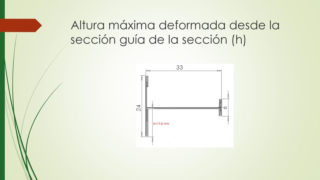 Altura máxima deformada desde la sección guía de la sección (h)