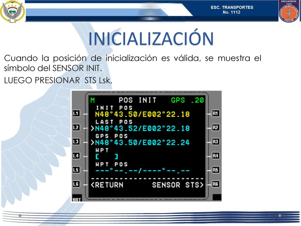 INICIALIZACIÓN Cuando la posición de inicialización es válida, se muestra el símbolo del SENSOR INIT.