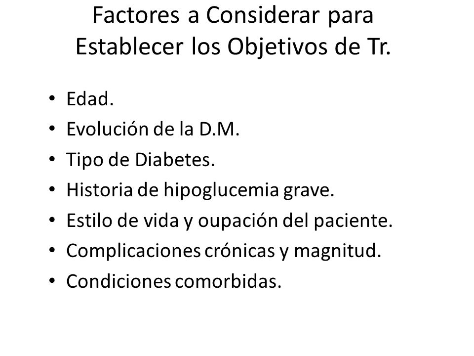 Factores a Considerar para Establecer los Objetivos de Tr.