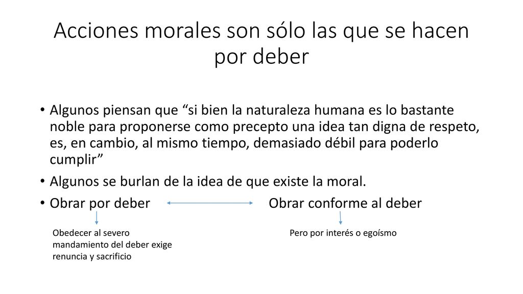 Acciones morales son sólo las que se hacen por deber