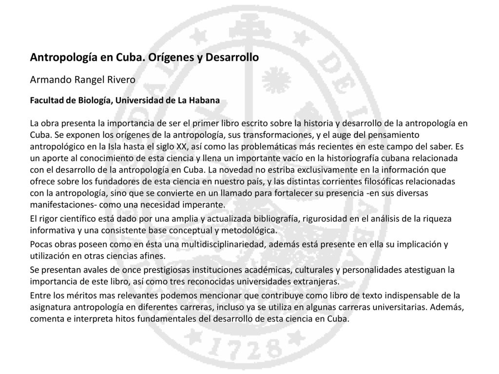 Antropología en Cuba. Orígenes y Desarrollo