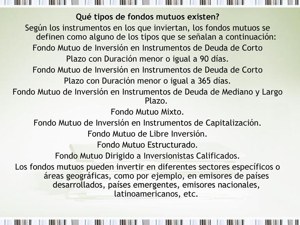 Qué tipos de fondos mutuos existen
