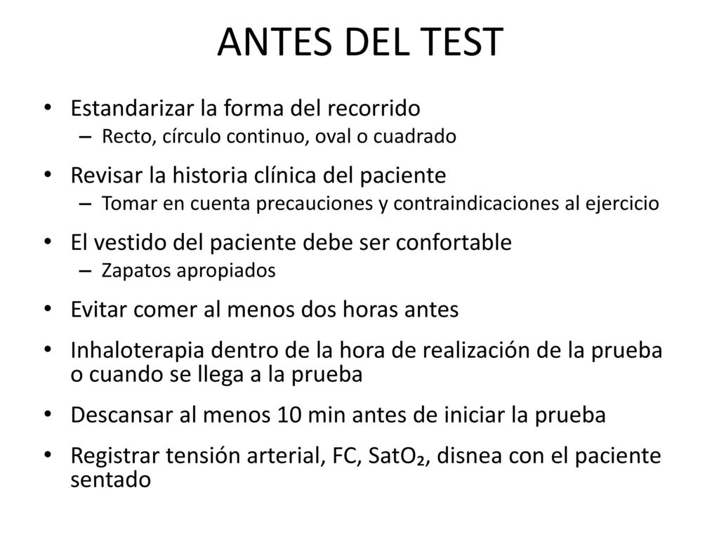 ANTES DEL TEST Estandarizar la forma del recorrido