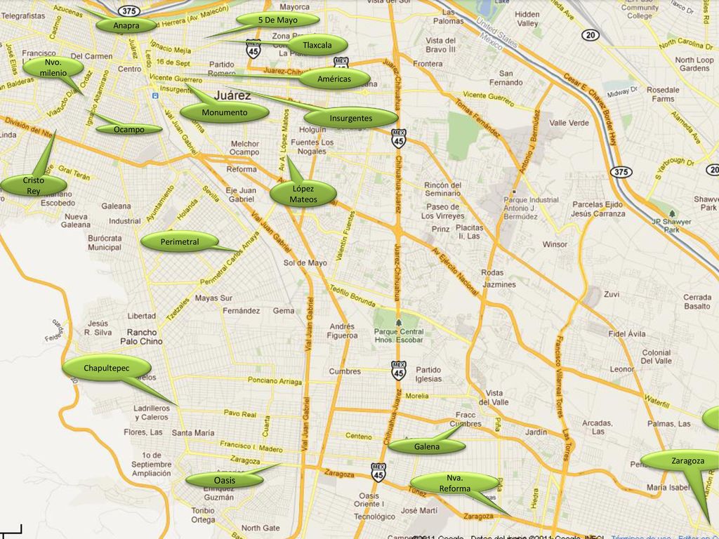 Oasis 5 De Mayo Anapra Tlaxcala Nvo. milenio Américas Monumento