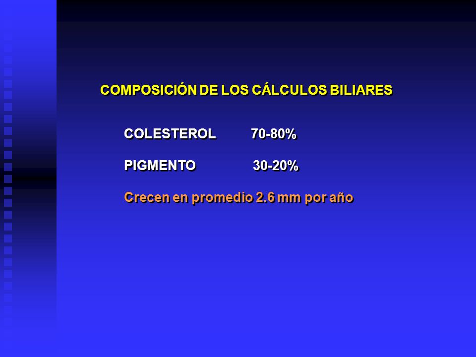 COMPOSICIÓN DE LOS CÁLCULOS BILIARES