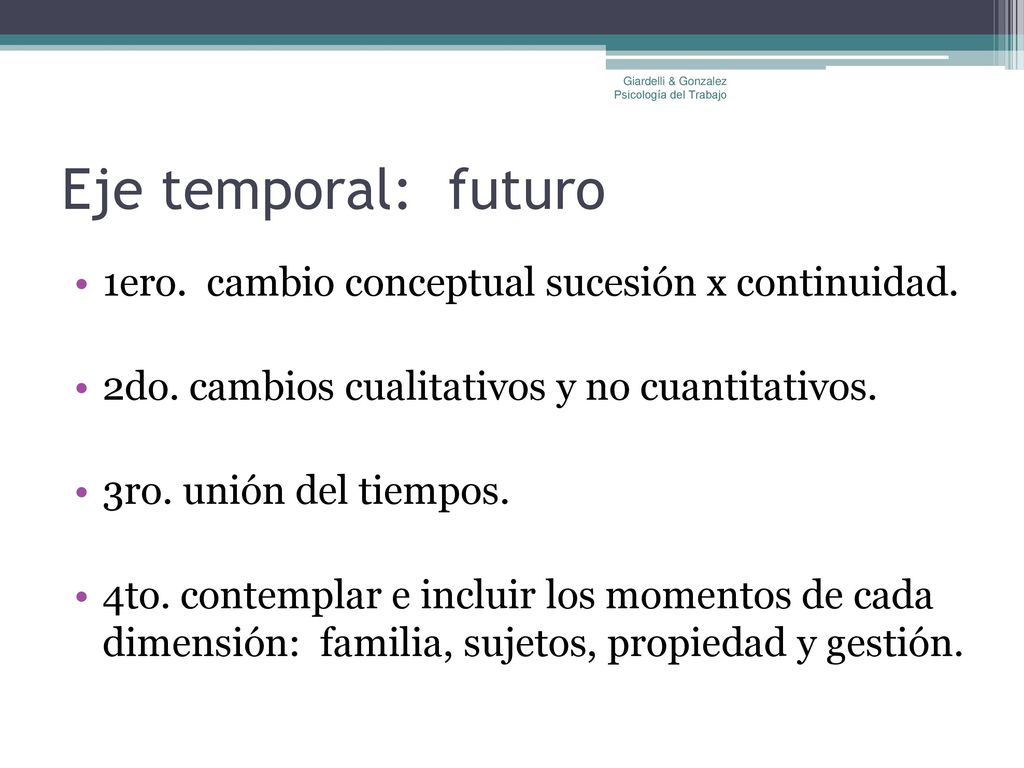 Eje temporal: futuro 1ero. cambio conceptual sucesión x continuidad.