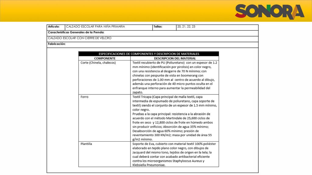 Artículo: CALZADO ESCOLAR PARA NIÑA PRIMARIA. Tallas: 20, 21, 22, 23. Características Generales de la Prenda:
