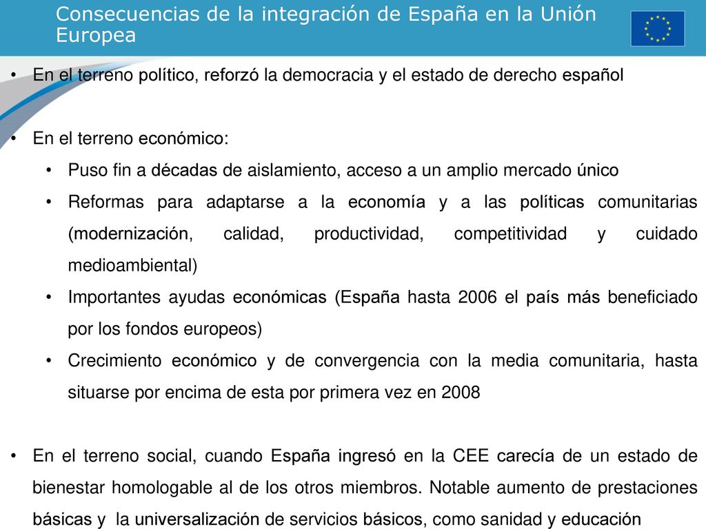 Consecuencias de la integración de España en la Unión Europea