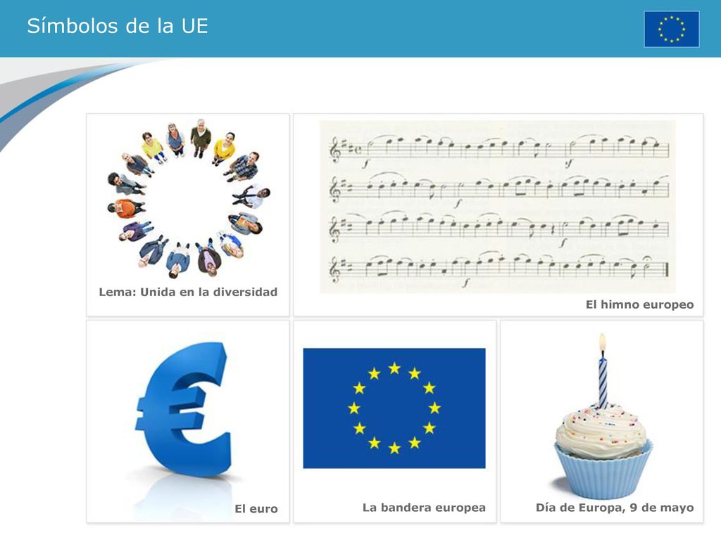Símbolos de la UE Lema: Unida en la diversidad El himno europeo