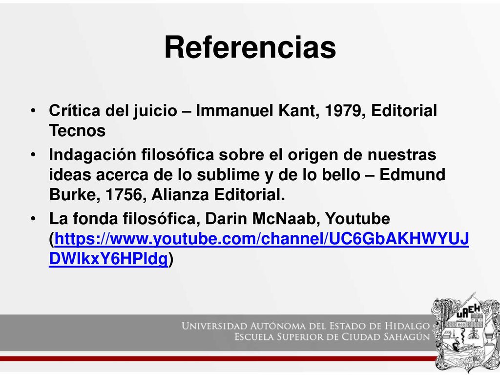 Referencias Crítica del juicio – Immanuel Kant, 1979, Editorial Tecnos