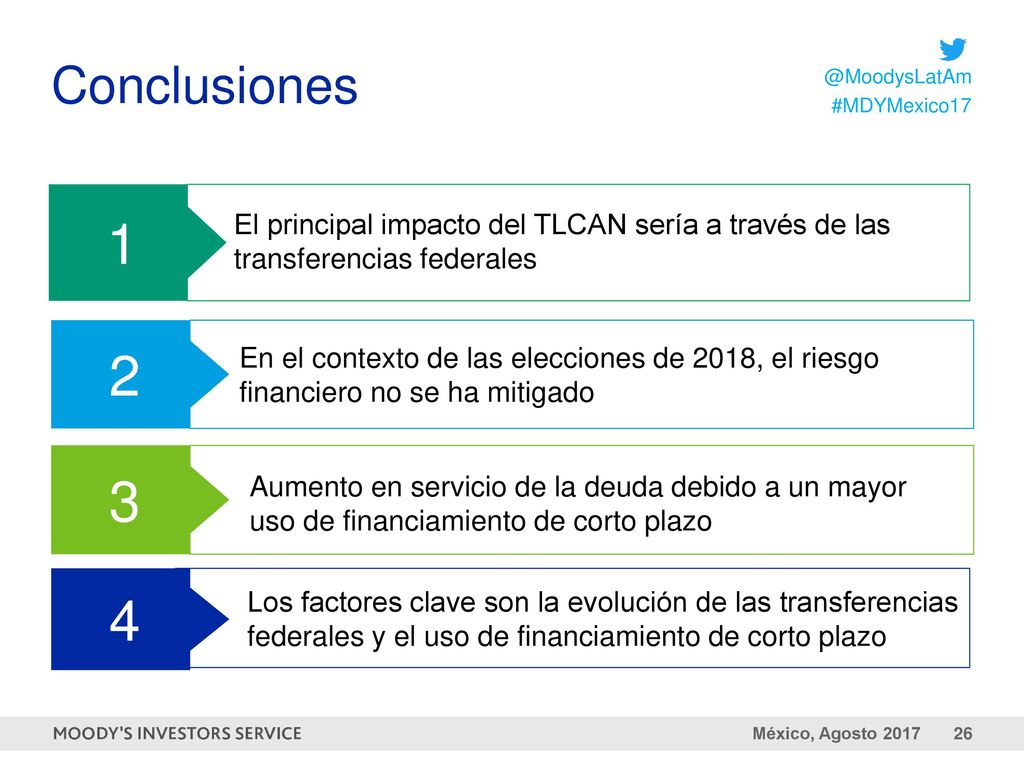 Conclusiones 1. El principal impacto del TLCAN sería a través de las transferencias federales. 2.