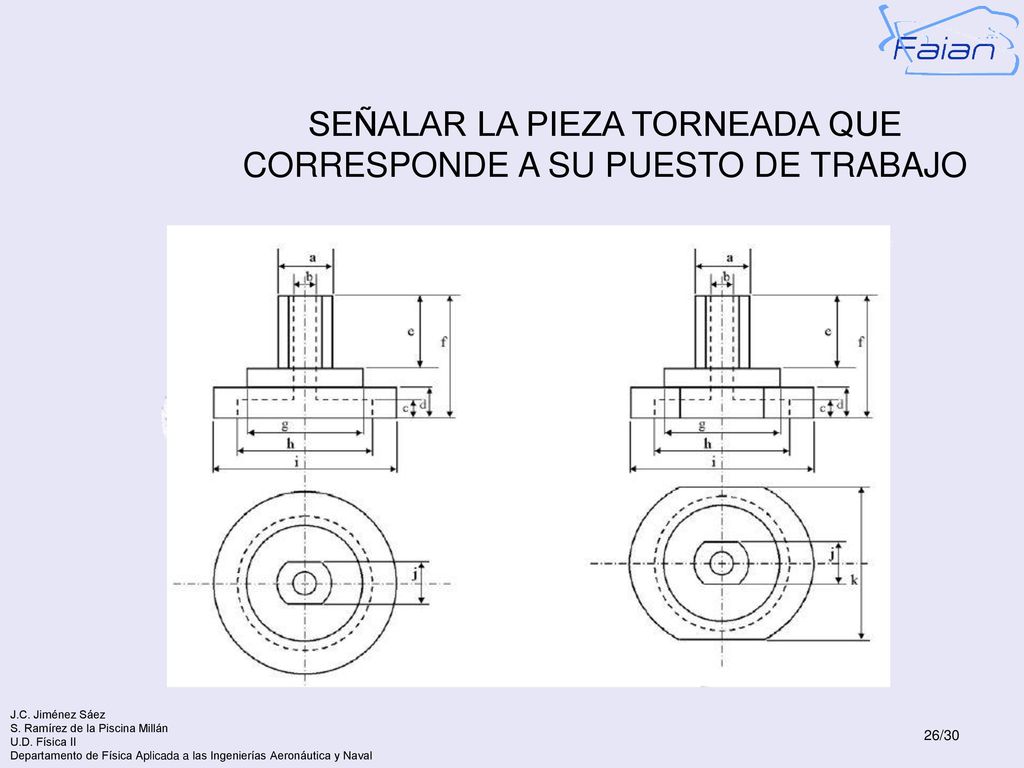 SEÑALAR LA PIEZA TORNEADA QUE CORRESPONDE A SU PUESTO DE TRABAJO