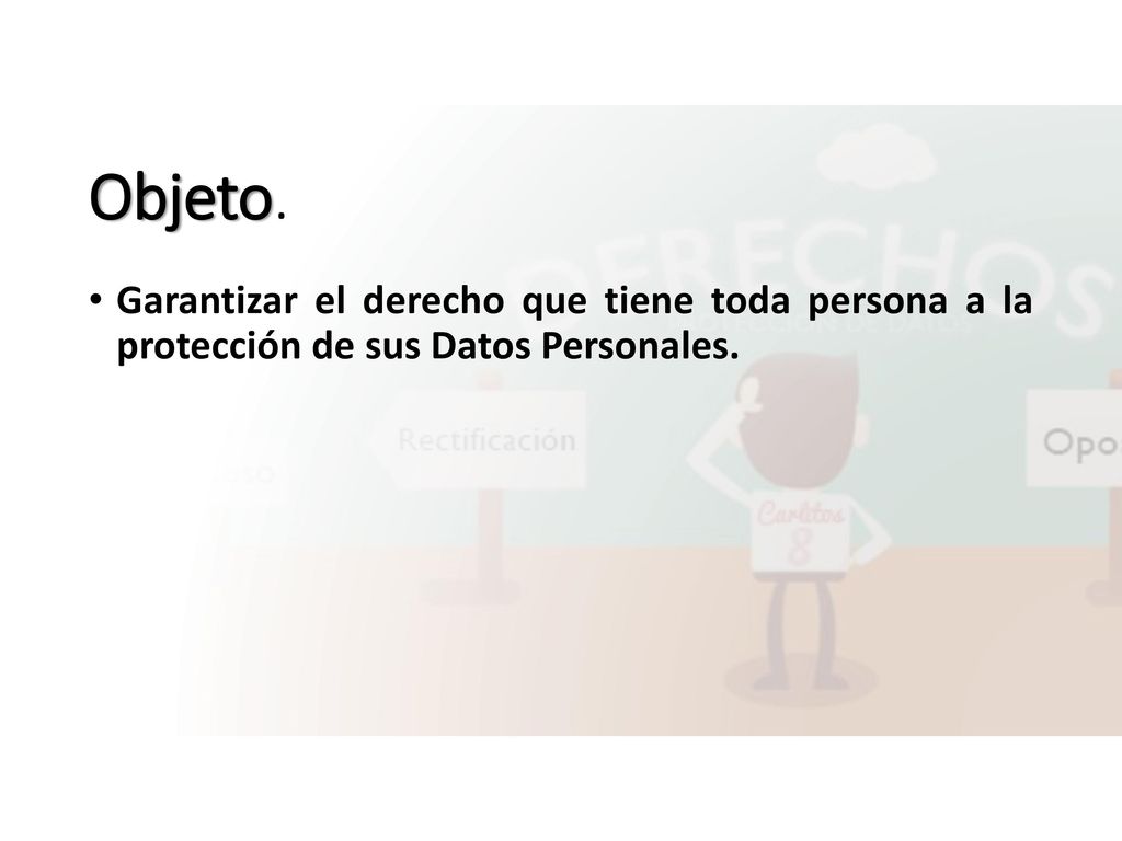 Objeto. Garantizar el derecho que tiene toda persona a la protección de sus Datos Personales.