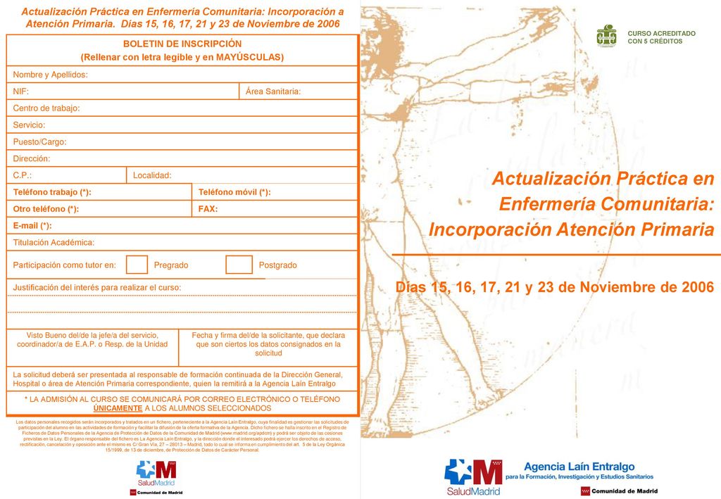 BOLETIN DE INSCRIPCIÓN (Rellenar con letra legible y en MAYÚSCULAS)