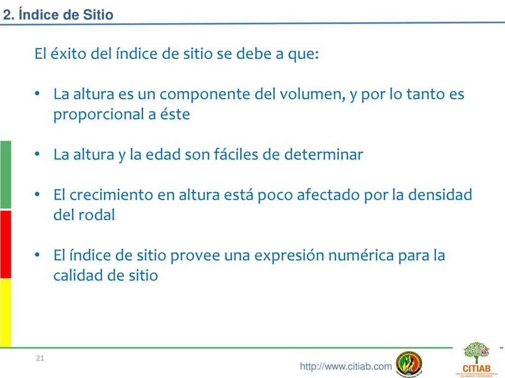El éxito del índice de sitio se debe a que: