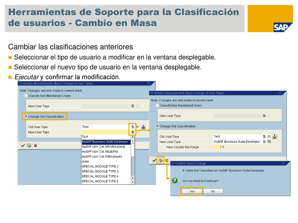 Herramientas de Soporte para la Clasificación de usuarios - Cambio en Masa