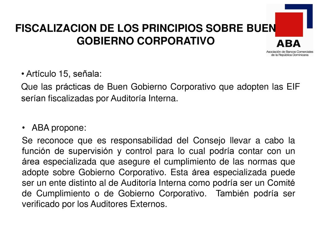 FISCALIZACION DE LOS PRINCIPIOS SOBRE BUEN GOBIERNO CORPORATIVO