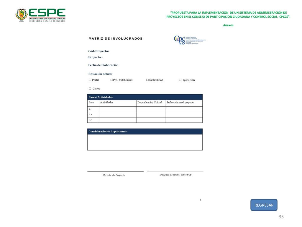 PROPUESTA PARA LA IMPLEMENTACIÓN DE UN SISTEMA DE ADMINISTRACIÓN DE PROYECTOS EN EL CONSEJO DE PARTICIPACIÓN CIUDADANA Y CONTROL SOCIAL- CPCCS .