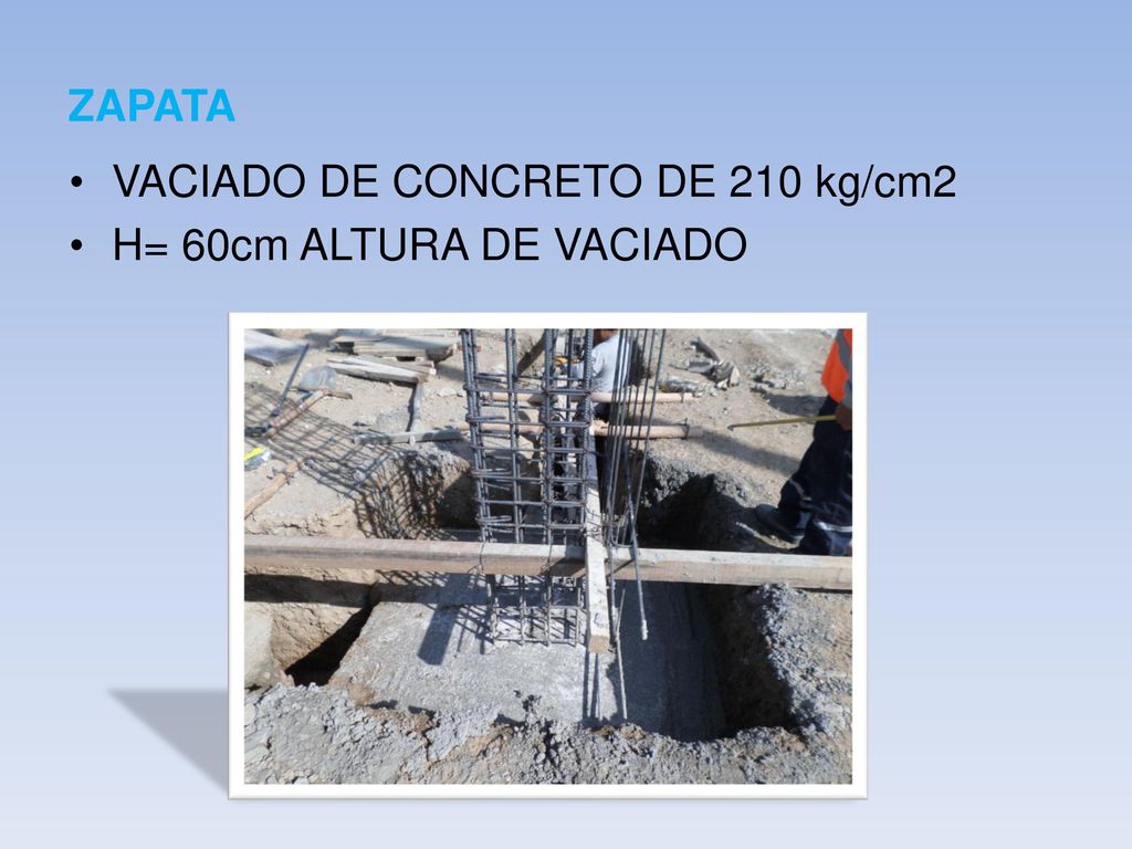 ZAPATA VACIADO DE CONCRETO DE 210 kg/cm2 H= 60cm ALTURA DE VACIADO