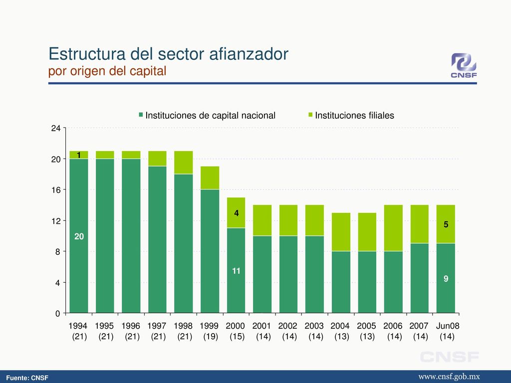 Estructura del sector afianzador por origen del capital