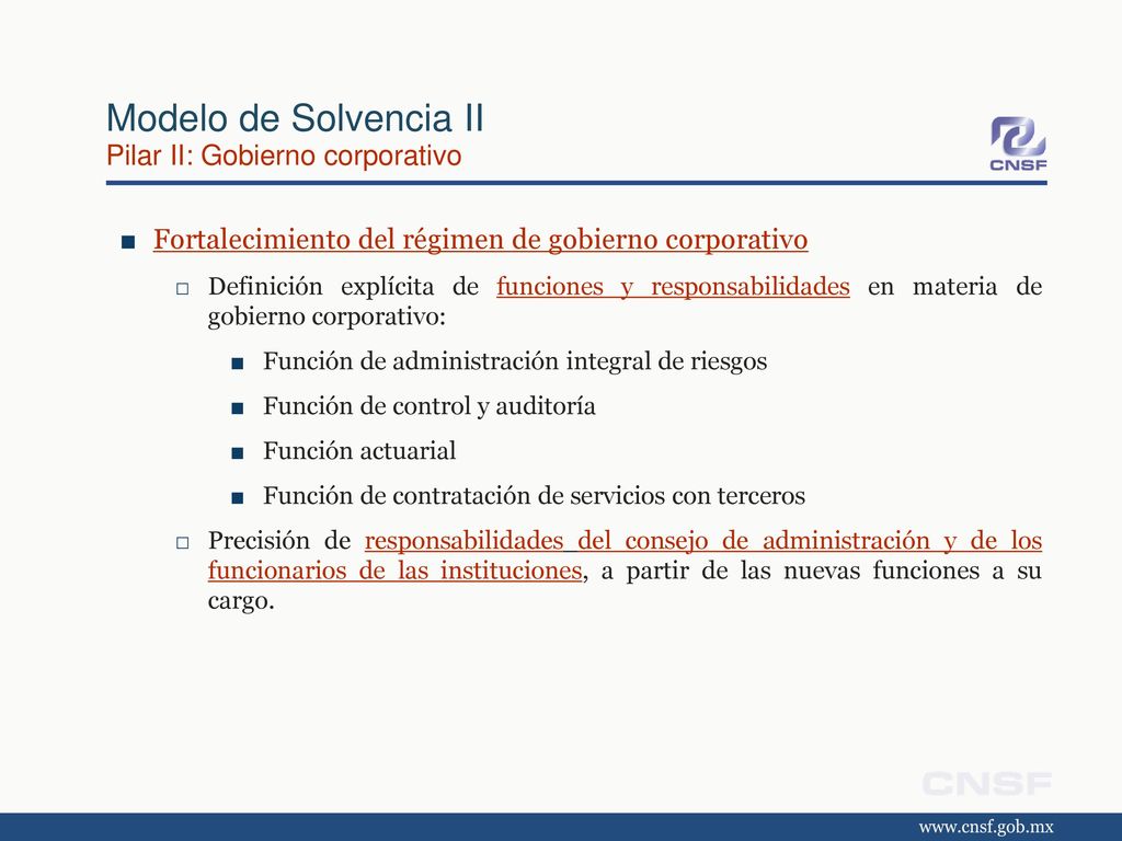 Modelo de Solvencia II Pilar II: Gobierno corporativo