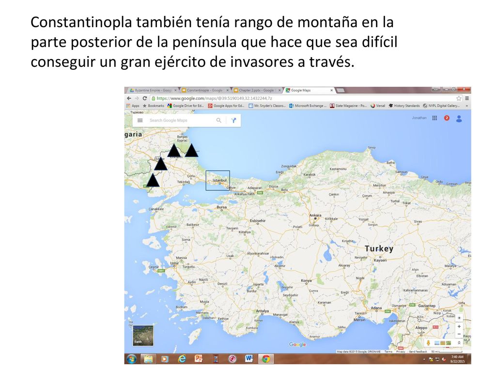 Constantinopla también tenía rango de montaña en la parte posterior de la península que hace que sea difícil conseguir un gran ejército de invasores a través.