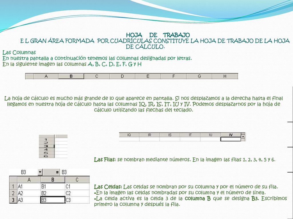 En la siguiente imagen las columnas A, B, C, D, E, F, G y H