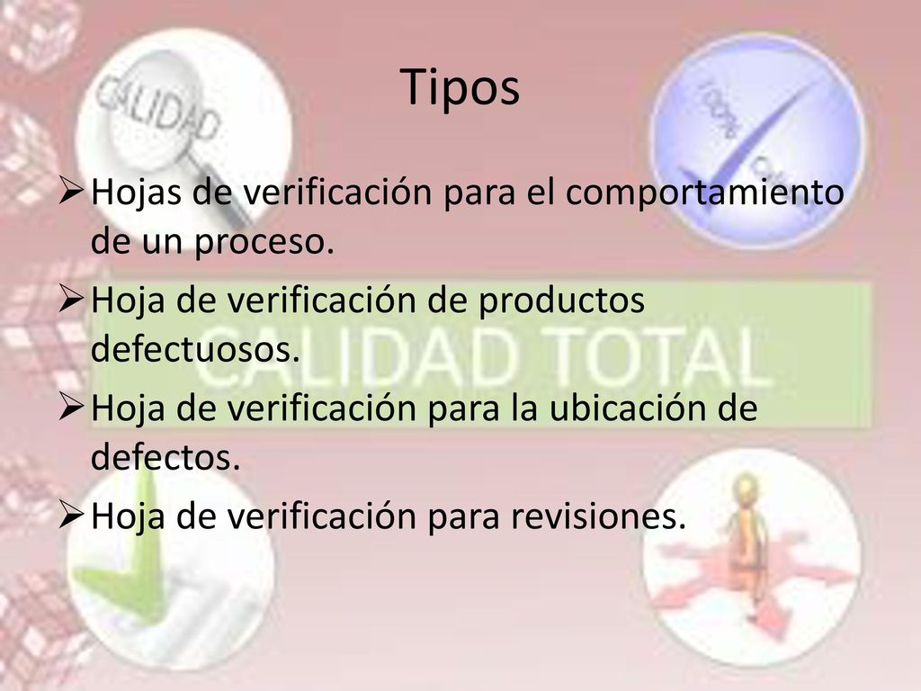 Tipos Hojas de verificación para el comportamiento de un proceso.