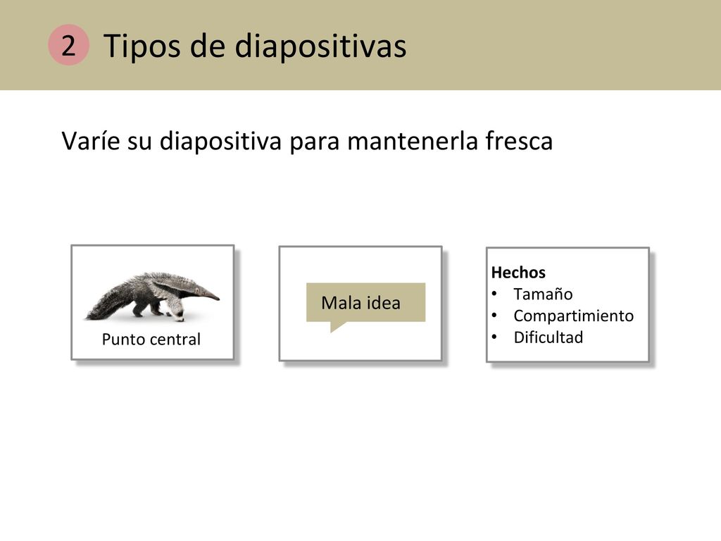 Tipos de diapositivas 2 Varíe su diapositiva para mantenerla fresca