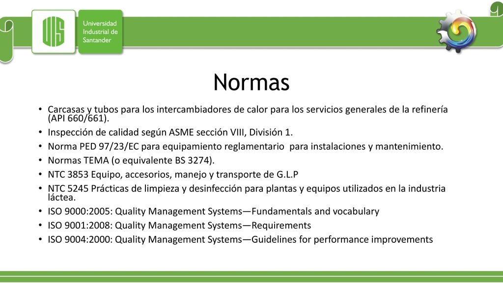 Normas Carcasas y tubos para los intercambiadores de calor para los servicios generales de la refinería (API 660/661).