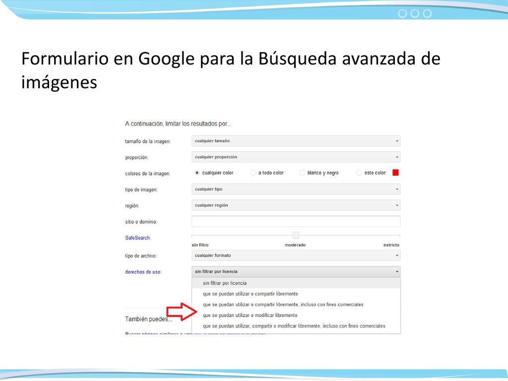 Formulario en Google para la Búsqueda avanzada de imágenes