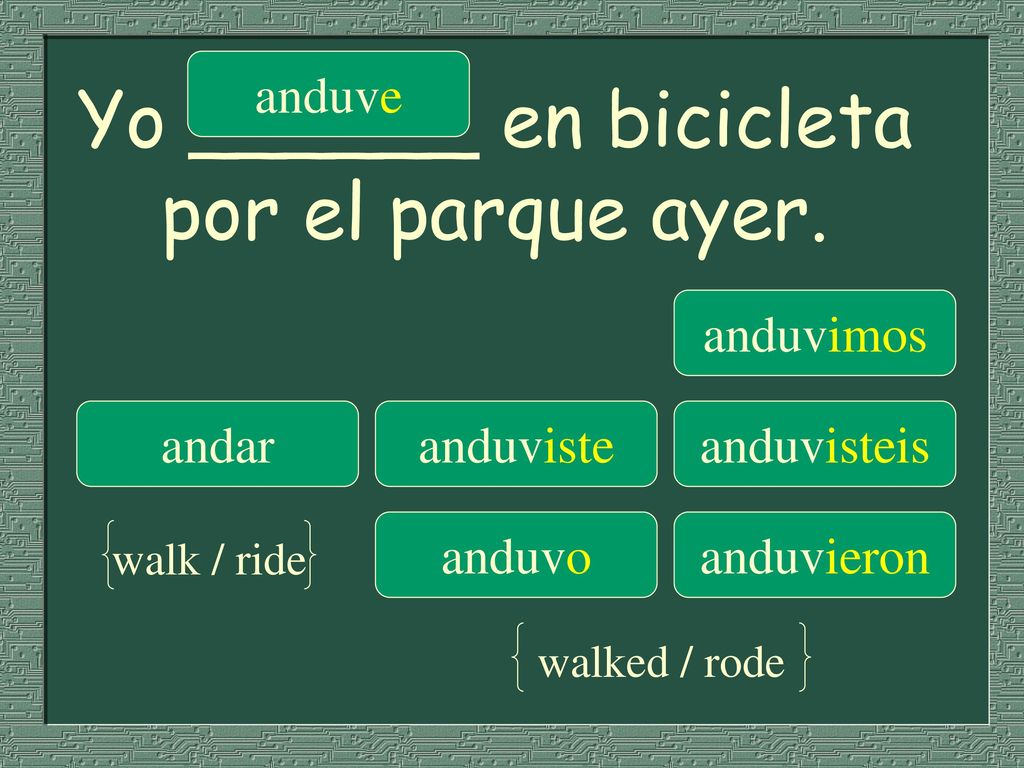 Yo ______ en bicicleta por el parque ayer.