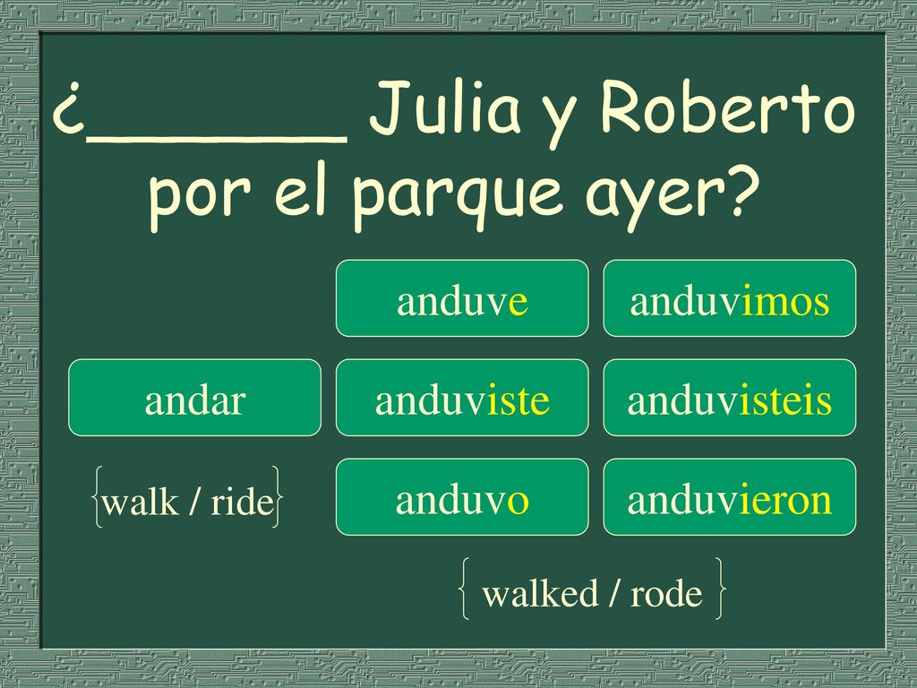 ¿______ Julia y Roberto por el parque ayer