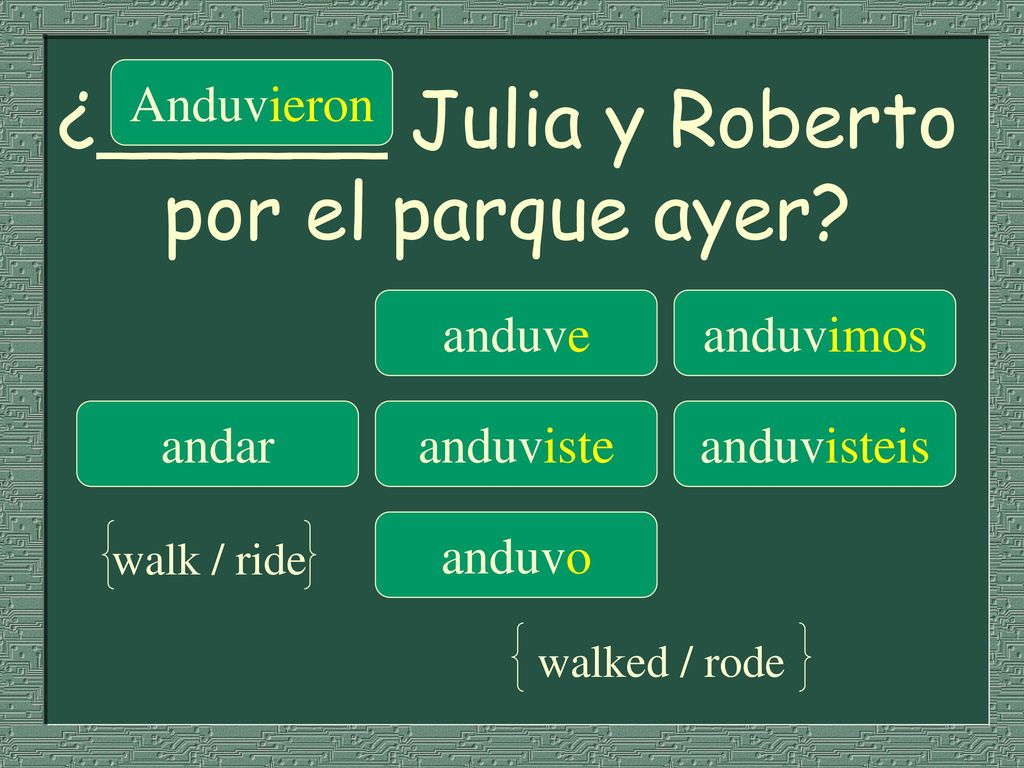 ¿______ Julia y Roberto por el parque ayer