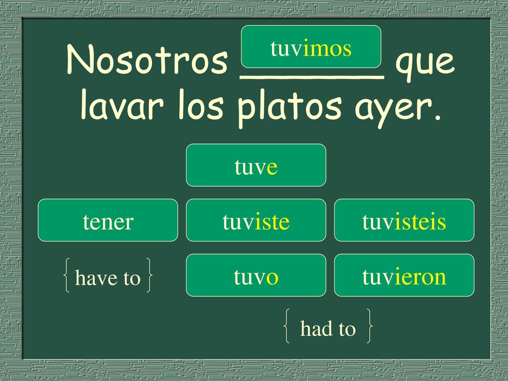 Nosotros ______ que lavar los platos ayer.