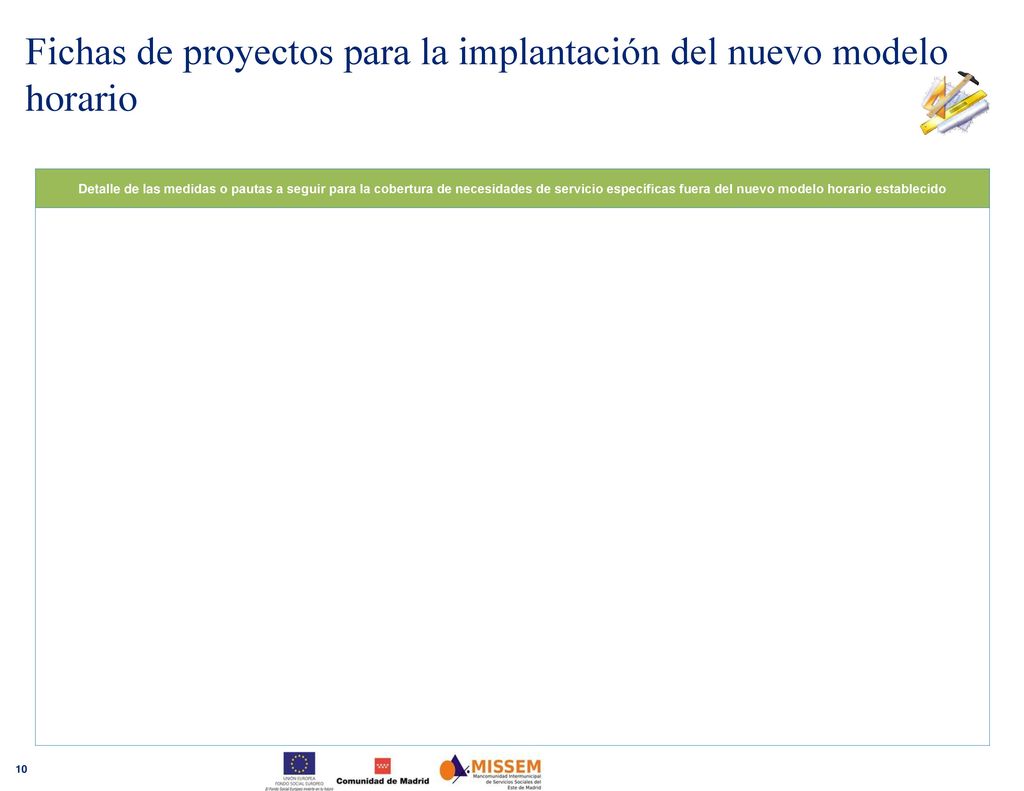 Fichas de proyectos para la implantación del nuevo modelo horario