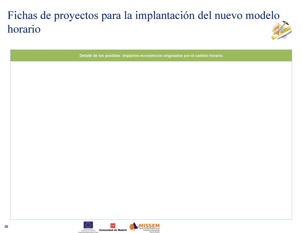 Fichas de proyectos para la implantación del nuevo modelo horario