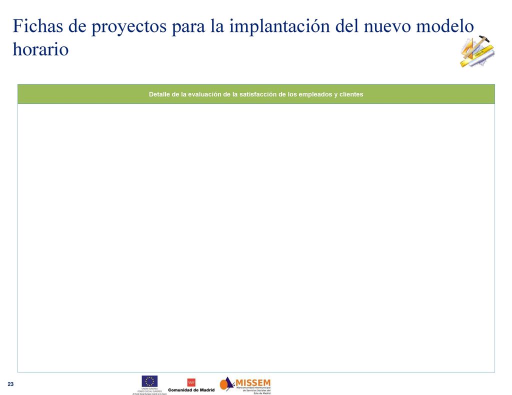 Fichas de proyectos para la implantación del nuevo modelo horario