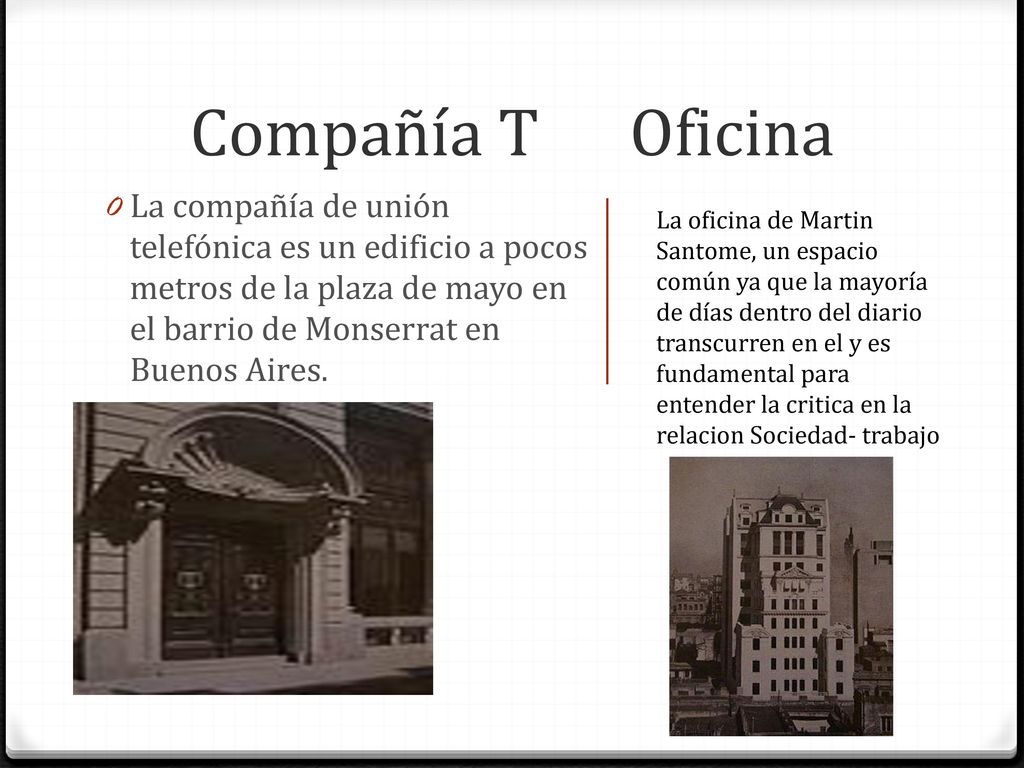 Compañía T Oficina La compañía de unión telefónica es un edificio a pocos metros de la plaza de mayo en el barrio de Monserrat en Buenos Aires.