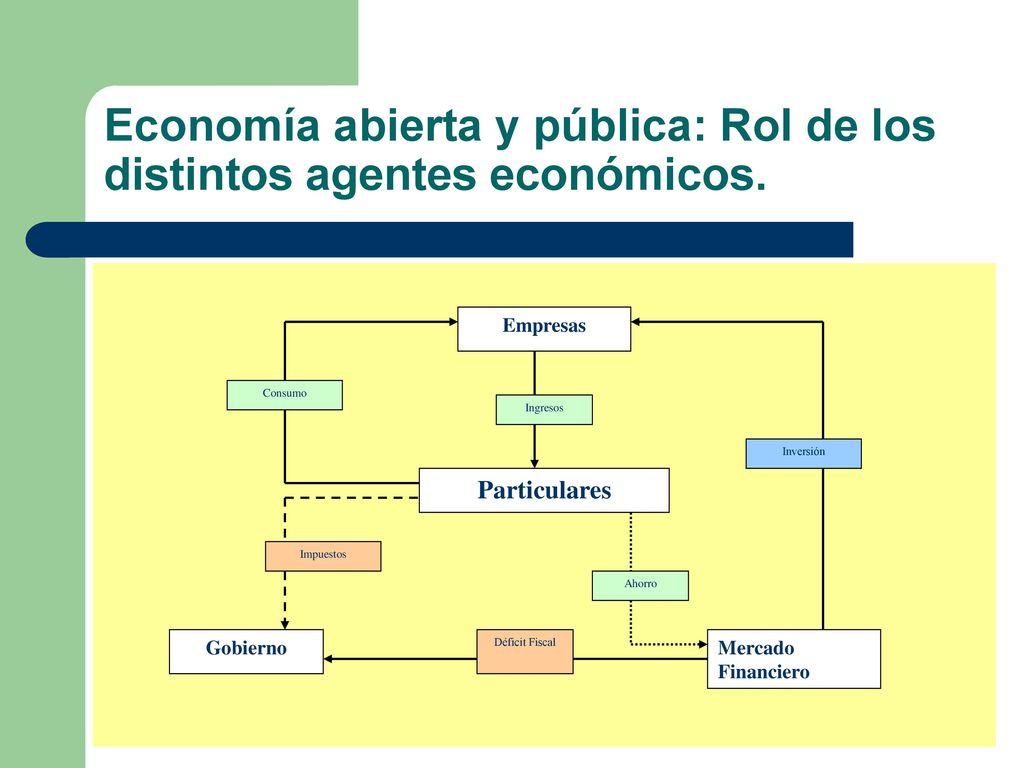 Economía abierta y pública: Rol de los distintos agentes económicos.