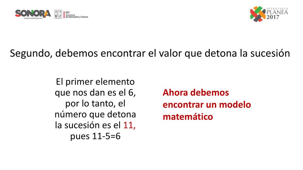 Segundo, debemos encontrar el valor que detona la sucesión