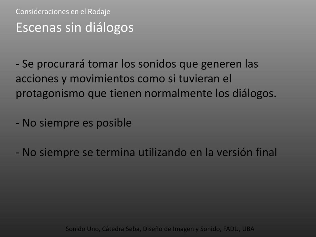 Sonido Uno, Cátedra Seba, Diseño de Imagen y Sonido, FADU, UBA