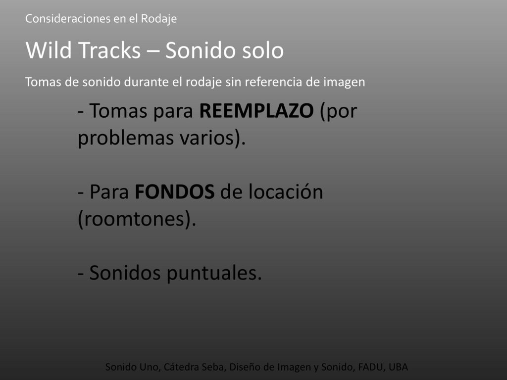 Sonido Uno, Cátedra Seba, Diseño de Imagen y Sonido, FADU, UBA