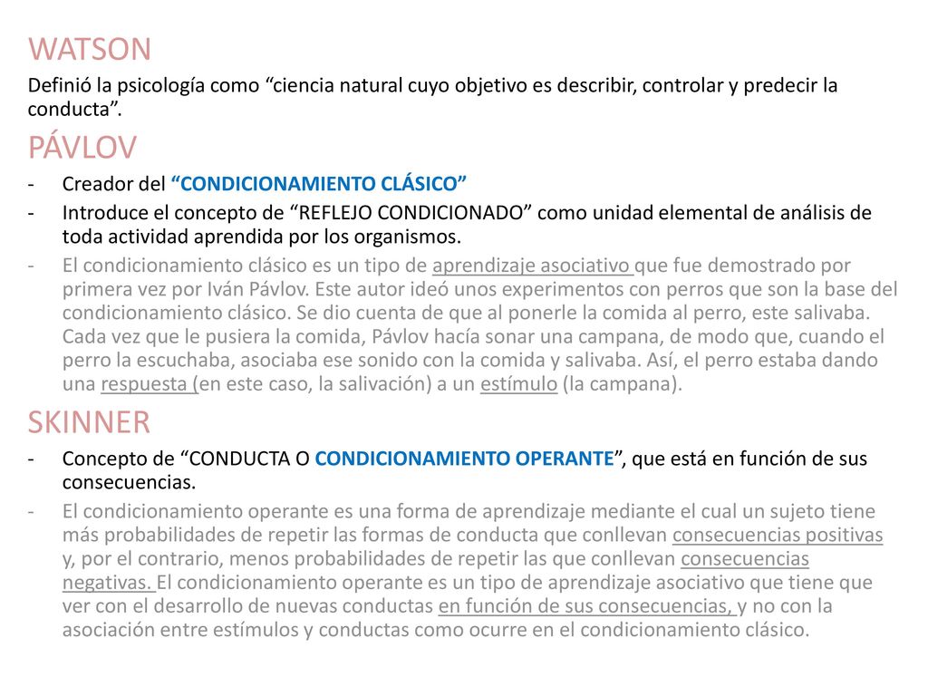 WATSON Definió la psicología como ciencia natural cuyo objetivo es describir, controlar y predecir la conducta .